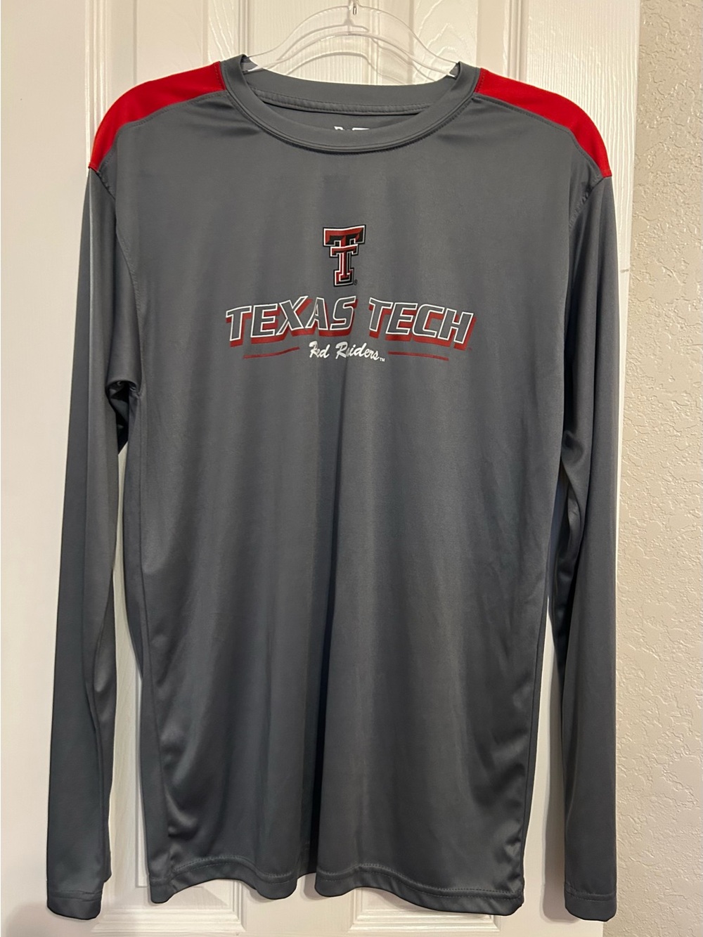 Pro Edge Gray and Red Texas Tech Long-Sleeve Performance Shirt